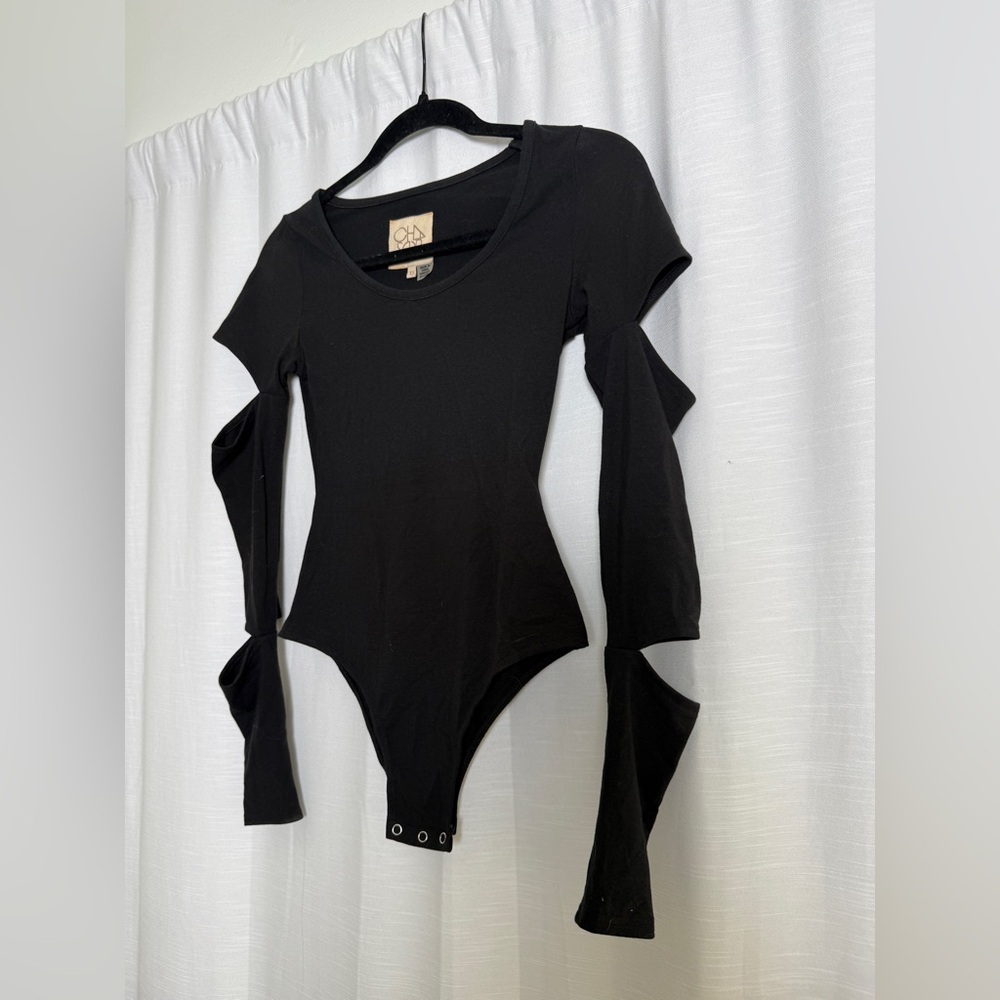 Chaser Black Long Sleeve Cutout Bodysuit Snap Closure | Size XS - Picture 5 of 10